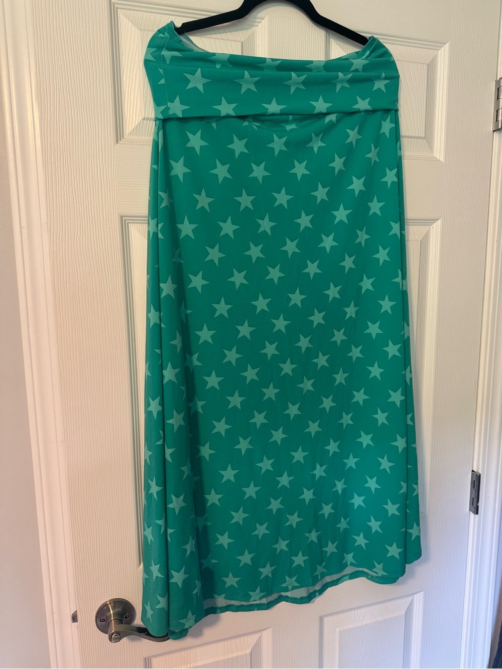 LuLaRoe Teal Star-Print Maxi Skirt